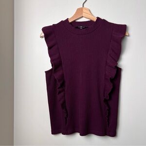 Sugar Lips Knit Ruffle Top Women’s Size M Purple